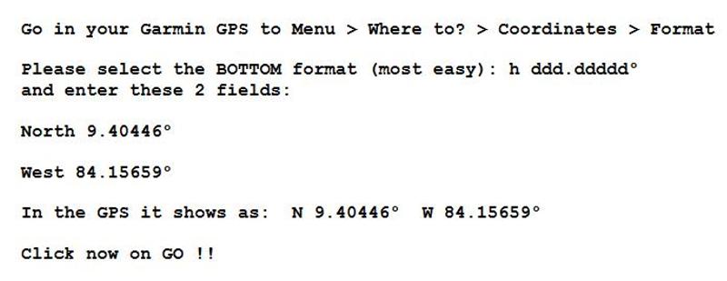 Instructions to program your Garmin GPS